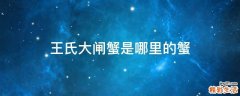 王氏大闸蟹是哪里的蟹