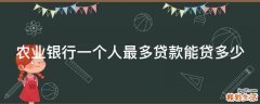 农业银行一个人最多贷款能贷多少