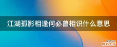 江湖孤影相逢何必曾相识什么意思