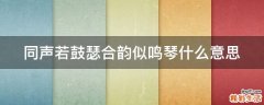 同声若鼓瑟合韵似鸣琴什么意思