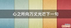 心之所向万丈光芒下一句