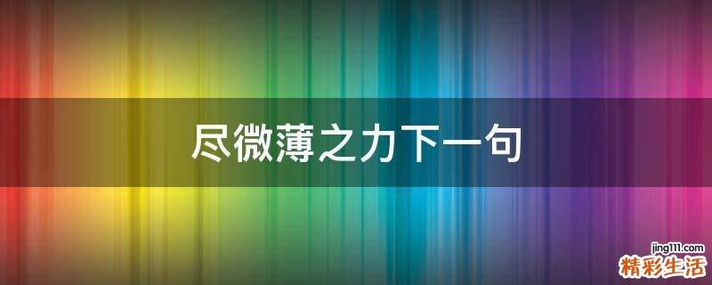 尽微薄之力下一句