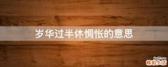 岁华过半休惆怅的意思