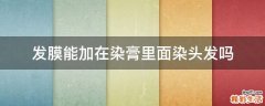 发膜能加在染膏里面染头发吗