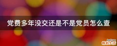 党费多年没交还是不是党员怎么查