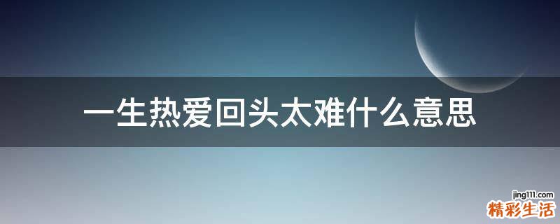 一生热爱回头太难什么意思