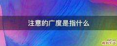 注意的广度是指什么