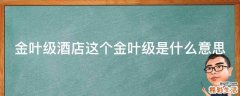 金叶级酒店这个金叶级是什么意思