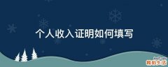 个人收入证明如何填写