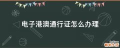 电子港澳通行证怎么办理