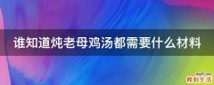 谁知道炖老母鸡汤都需要什么材料