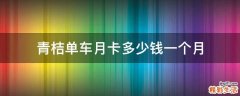 青桔单车月卡多少钱一个月