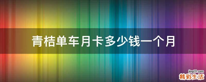 青桔单车月卡多少钱一个月