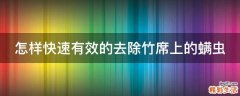 怎样快速有效的去除竹席上的螨虫