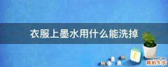 衣服上墨水用什么能洗掉