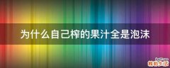 为什么自己榨的果汁全是泡沫