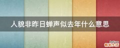 人貌非昨日蝉声似去年什么意思