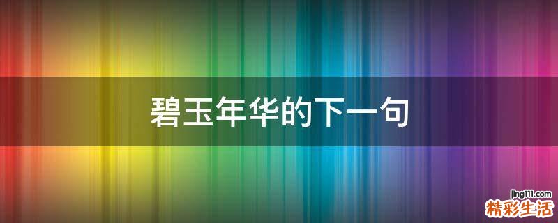 碧玉年华的下一句