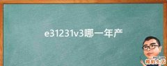 e31231v3哪一年产