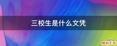 三校生是什么文凭