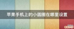 苹果手机上的小圆圈在哪里设置