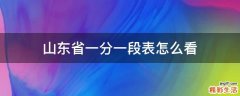 山东省一分一段表怎么看