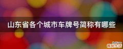 山东省各个城市车牌号简称有哪些
