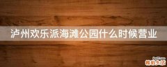 泸州欢乐派海滩公园什么时候营业