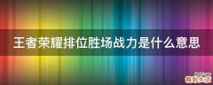 王者荣耀排位胜场战力是什么意思
