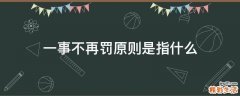 一事不再罚原则是指什么