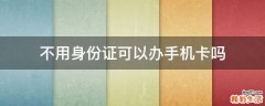 不用身份证可以办手机卡吗