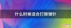 什么时候适合打除皱针