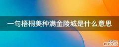一句梧桐美种满金陵城是什么意思