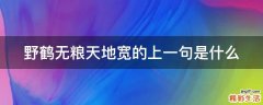 野鹤无粮天地宽的上一句是什么