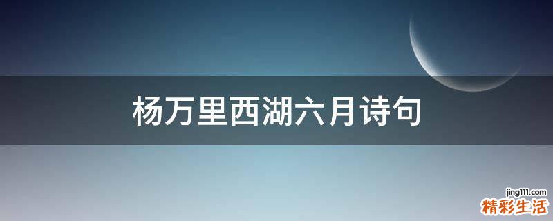 杨万里西湖六月诗句