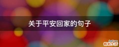 关于平安回家的句子