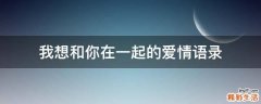 我想和你在一起的爱情语录