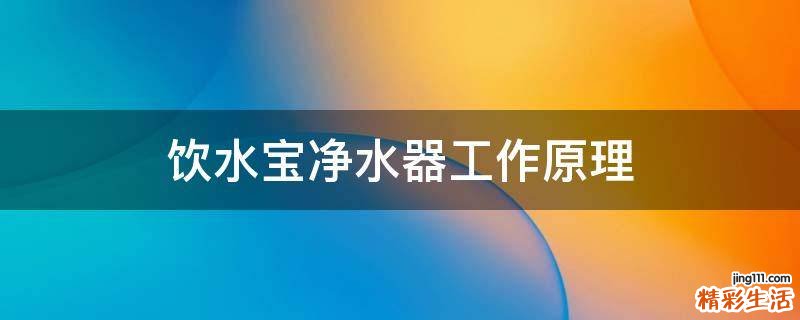 饮水宝净水器工作原理