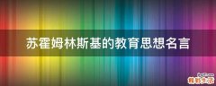 苏霍姆林斯基的教育思想名言