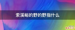 索溪峪的野的野指什么