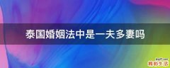 泰国婚姻法中是一夫多妻吗