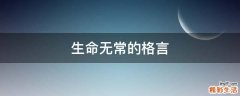 生命无常的格言