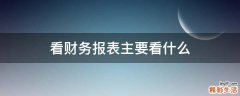 看财务报表主要看什么