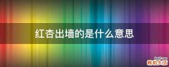 红杏出墙的是什么意思