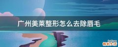 广州美莱整形怎么去除唇毛