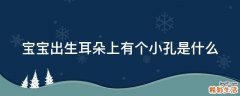 宝宝出生耳朵上有个小孔是什么