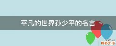 平凡的世界孙少平的名言