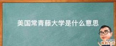 美国常青藤大学是什么意思