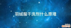羽绒服干洗剂什么原理