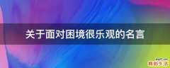 关于面对困境很乐观的名言